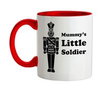 Mummy's Little Soldier - 11oz - Ceramic Two-Tone Mug for Coffee/Tea - Red/White - One Size