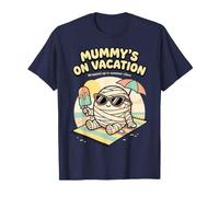 Mummys On Vacation Funny Summerween Spooky Beach Mommy T-Shirt