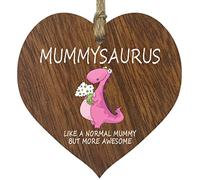 Mummysaurus Heart - Hanging Wooden Heart Sign Plaque, Best Mum Gifts From Daughter, Dark Wood Hearts Signs, Presents for Mummy, Gift For Mummy, Mother Daughter Gifts, Mum Presents