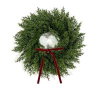 MUMQAQ 12 Inches Christmas Pine Wreath with Red Bow Cedar Wreaths Realistic Christmas Decorations for Winter Indoor&Outdoor Porch Windows Wall Home Decor, Realistic Wreath for All Seasons
