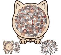 MUMQAQ 135-Piece Morandi-Colored Cat Shaped Wooden Jigsaw Puzzle, Cats Shaped Wooden Puzzle, Unique Animal Shape Wood Puzzle, CreativePuzzle Gifts for Cat Lovers, Home Decor
