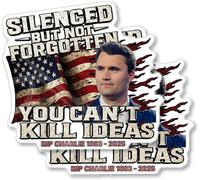 MUMQAQ Charlie Kirk Sticker Silenced But Not Forgotten Decal, You Can’t Kill Ideas Patriotic Memorial Sticker Tribute Decal