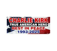 MUMQAQ Charlie Kirk True American Hero Sticker - Loving Memory Justice Memorial Freedom USA Vinyl Car Truck Window Laptop Decal, Truck Laptop Sticker
