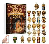 MUMQAQ Christmas Advent Calendar 2025,Nativity Scene Countdown To Christmas With 24 Figurines for Christmas Tree Ornaments,Funny Acrylic Winter Decoration,Gift for Christian Believers