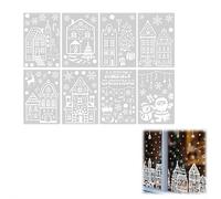 MUMQAQ Christmas Village Stickers, Double Sided Visible Large Window Clings, Snowflake Gingerbread House Decals for Windows, Xmas White Snowman Reindeer Stickers for Holiday Glasses Decoration