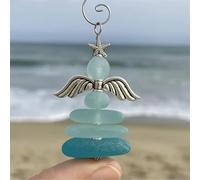 MUMQAQ Coastal Christmas Sea Glass Ornaments, Crafted by Hand Sea Glass Christmas Tree Ornament, Shaped by Nature Hanging sea Art Decor, Xmas Holiday Home Decor Gift