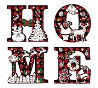 MUMQAQ Heritage Holiday Home Sign, 4 Pcs Winter Wood Home Sign, Rustic Theme Christmas Art Wall Decor, Sign Letters Hanging Wall Decorations for Living Room Shelf Mantel Windowsill