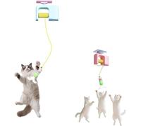 MUMQAQ Pet Stress Relief Toys for Cats, Rechargeable Interactive Hanging Door Cat Toy, Automatic Electric Flying Bird Cat Toy for Hunting Exercising Eliminating Boredom, for All Breeds (Blue)