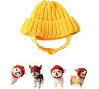 MUMQAQ Red Knit Dog Beanie with Ear Flaps - Warm Winter Hat, Cute Winter Hat for Small Dogs, Soft Stretchy Puppy Cold Weather Headwear for Cold Weather Outdoor Walks & Photos