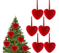 MUMQAQ Valentines Day Decorations - 6PCS Fuzzy Heart Plush Ornament, 4.72in Heart Ornaments, Soft Christmas Tree Hearts for Xmas, Valentine's, Wedding, Party, Home & Outdoor Decoration