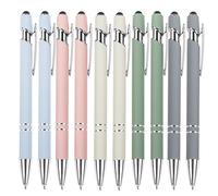 mumrap 10 pcs Ballpoint Pens Retractable Multipack 2 in 1 Pens set with Stylus tip Black Ink funny pens for work colleagues cute stationary Women Men office gift(Morandi color)