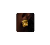 MUMREUES Chunky Gold Earrings for Women Trendy 14K Gold Plated Statement Stud Earrings Hypoallergenic Lightweight Square Vintage Wave Geometric Drop Earring Jewelry Gifts