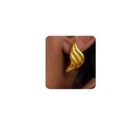 MUMREUES Chunky Gold Earrings for Women Trendy 14K Gold Plated Statement Wings Stud Earrings Hypoallergenic Lightweight Vintage Geometric Earring Jewelry Gifts