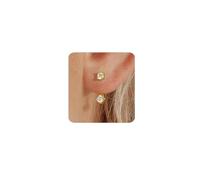 MUMREUES Gold Earrings for Women Trendy 14K Gold Plated Stud Earring Earings Cubic Zirconia Cute Simple Minimalist Dainty Hypoallergenic Jewelry Gift for Her