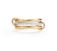 MUMREUES Gold Stackable Rings for Women 14K Gold Plated Interlocked Stackable Rings for Women - Statement Mixed Metals Multi Ring Stack - Cubic Zirconia Two-Toned Connected Bands Stacking Jewelry 52