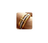 MUMREUES Gold Stackable Rings for Women 14K Gold Plated Interlocked Stackable Rings for Women - Statement Mixed Metals Multi Ring Stack - Cubic Zirconia Two-Toned Connected Bands Stacking Jewelry 60