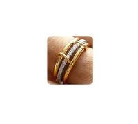 MUMREUES Gold Stackable Rings for Women 14K Gold Plated Interlocked Stackable Rings for Women - Statement Mixed Metals Multi Ring Stack - Cubic Zirconia Two-Toned Connected Bands Stacking Jewelry 62