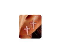MUMREUES Rose Gold Earrings for Women Cross Zirconia Sparkling Stud Earring Trendy Hypoallergenic Waterproof Dainty Minimalist Simple Studs Jewelry Gift for Her