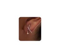 MUMREUES Rose Gold Earrings for Women Trendy 14K Rose Gold Plated Cubic Zirconia Diamond Stud Earrings 925 Sterling Silver Post Minimalist Lightweight Hypoallergenic Simple Jewelry Gift for Her