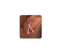 MUMREUES Rose Gold Earrings for Women Trendy 14k Rose Gold Plated X Stud Earrings Hypoallergenic Dainty Simple Minimalist Cubic Zirconia Earrings Jewelry Gifts for Her