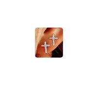 MUMREUES Silver Earrings for Women Cross Zirconia 925 Sterling Silver Post Sparkling Stud Earring Trendy Hypoallergenic Waterproof Dainty Minimalist Simple Studs Jewelry Gift for Her