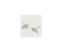 MUMREUES Silver Earrings for Women Trendy 14K White Gold Plated Butterfly Stud Earrings Small Dainty Cubic Zirconia Diamond Cartilage Minimalist Jewelry Gifts for Her