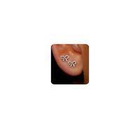 MUMREUES Silver Earrings for Women Trendy White Gold Plated Ribbon Bow Stud Earring Dainty Minimalist Simple Fashionable Bowknot Earing Hypoallergenic Jewelry Gift for Her Wedding Party