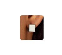 MUMREUES Sliver Chunky Hoop Earrings for Women, 925 Sterling Silver Square Huggie Hoop Hypoallergenic Thick Earrings Chunky Hoops Trendy Lightweight Hoops Earring Jewelry Gift