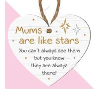 Mums Are Like Stars Hanging Plaque - Sentimental Mum Gift, Rustic White Wood Effect with Star Accents, - Heartfelt Sign for Mother’s Day, Birthday, or Special Occasions (Small: 10 cm (H) × 9 cm (W))