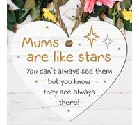 Mums Are Like Stars Hanging Plaque - Sentimental Mum Gift, Rustic White Wood Effect with Star Accents, - Heartfelt Sign for Mother’s Day, Birthday, or Special Occasions (Medium: 15 cm (H) × 13 cm (W))