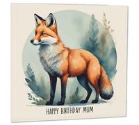 Mums Birthday Card - Cute Fox Happy Birthday Mum Card 145 x 145mm
