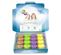 Mum's Favourites Wax Melts, 16 Strong Scented Soy Heart Melts, 4 Each of Cinnamon, Apple, Lilac and Vanilla, 6g Hearts, 96 Hours Fragrance, Vegan and Pet Friendly Gift Box by Spotless Leopard