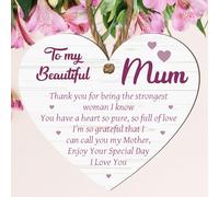 Mum's Heartfelt Keepsake: Handcrafted Wooden or Acrylic Heart Plaque | Sentimental and Thoughtful Gift for Her | Modern Rustic Home Decor | UK Made (Small: 10 cm (H) × 9 cm (W))