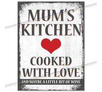 Mum's Kitchen Bar Accessories Bundle Metal Home Pub Outdoor Garden Wall Plaque Man Cave Gift Retro Vintage Memorabilia Sign 27cm x 18cm