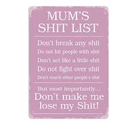 Mum's Sh*t List (Pink) - Sticky-Pads - Metal Wall Sign Plaque Art Inspirational