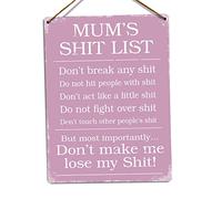 Mum's Sh*t List (Pink) - Twine - Metal Wall Sign Plaque Art Inspirational