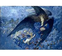 mumscraftybits greeting card blank Night with her train of stars by Edward Robert Hughes printed on 230gsm photo quality paper size A5 14.5cm x 21cm