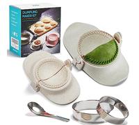 MUMSUNG Empanadas press mold maker Set, Dumpling Mold Set for Pierogi, Pastelitos, Calzone, Turnovers, Chinese Dumpling, White 2 Sizes (4"+3")