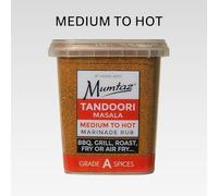 Mumtaz TANDOORI MASALA Hot & Spicy Marinade Rub Seasoning Mix 250g - Blend for Exquisite Tandoori Delights, Gluten Free, Reusable, Resealable & Stacking Friendly Tub (Pack of 1, Hot & Spicy)