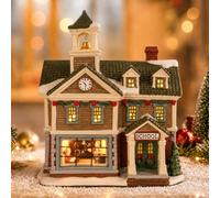 MUMTOP Christmas Village Houses, Lighted School Ceramic Christmas Village | Ceramic Christmas House, Light Up Collectible Building with LED Lights fo Mantel Tabletop,Indoor Decor,Holiday Display, Gifts