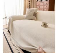 MUMU ExtraLarge Luxury Plaid Sofa CoversSoft Thick Chenille NonSkid Washable Furniture Protector for 15 Seater Sofas (Beige 180x280CM)