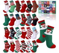 Mumucove 24 Pairs Christmas Fuzzy Socks Advent Calendar 2024 Unisex Fluffy Socks Set 24 Days Countdown to Christmas for Xmas Party Holiday Gifts