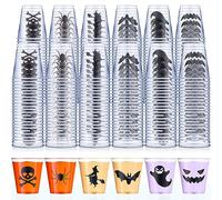 Mumufy 120 Pcs Halloween Plastic Shot Glasses 1.69 oz Disposable Party Shot Cups Pumpkin Witch Ghosts Tumbler Clear Sample Cups Small Tasting Cups for Halloween Whiskey Party Favor Drinking Supplies