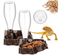 Mumufy 2 Pack Reptile Water Feeder Automatic Water Dispenser Waterer 13.5Oz Feeding Accessories Tank Lizards Waterer for Bearded Dragon Terrarium Turtle Tank Feeding Geckos Frog (Brown)