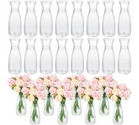Mumufy 24 Pcs Plastic Glass Bud Vases Bulk Small Clear Container for Flowers Height Shatterproof Crystal Bud Vase for Centerpieces Wedding Home Table Decorations Formal Dinners