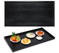 Mumufy 40 x 20 Inches Extra Large Extra Long Rectangle Walnut Wood Ottoman Tray Natural Handmade Decorative Serving Tray Serve Tea Coffee Classic Wooden Walnut Serving Tray Living Room Cafe (Black)