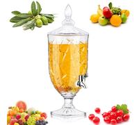 Mumufy Glass 1.3 Gallon Drink Dispenser - Modern Style, Clear Color, With Stand and Leak Proof Spigot - Ideal for Parties and Gatherings