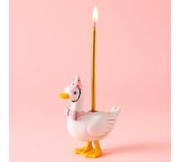 Mumufy Silly Goose Cake Candle Holders with Birthday Candle One Silly Goose Birthday Party Supplies Mini Cute Cake Topper Stand Candlestick for Kids Baby Shower Party Celebration, 3.15 Inch (Pink)