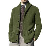 Mumuj Man Zip Up Tracksuit Tops Man Heavyweight Jumpers Mens Fashion Leisure Solid Wool Knitting Stand Collar Long Sleeve Long Cardigan Coat Mens Full Sleeve Pullover Sweater Mens Grey (Green, L)