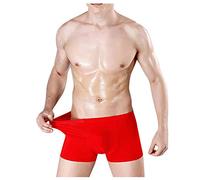 Mumuj Men Running Silk Under Pants Man Compression Men's Sexy LIced Silk Quick Drying Breathable Underwear Underpants Gents Boxers Shorts Mens Cotton Anti Chafing (Red, XXXXL)